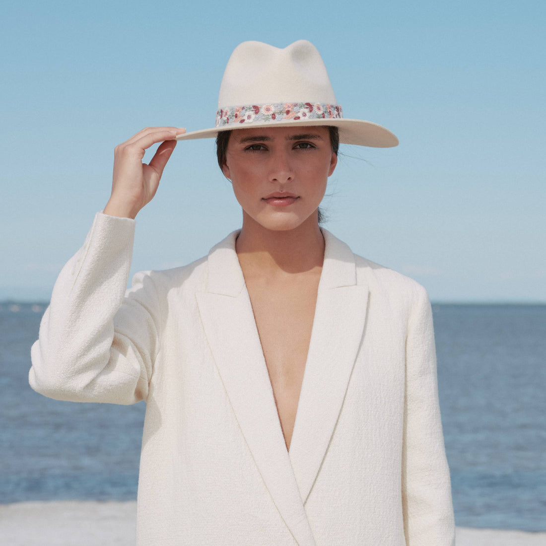 Maradji Jim Felt Hat Mottled Flower Trim