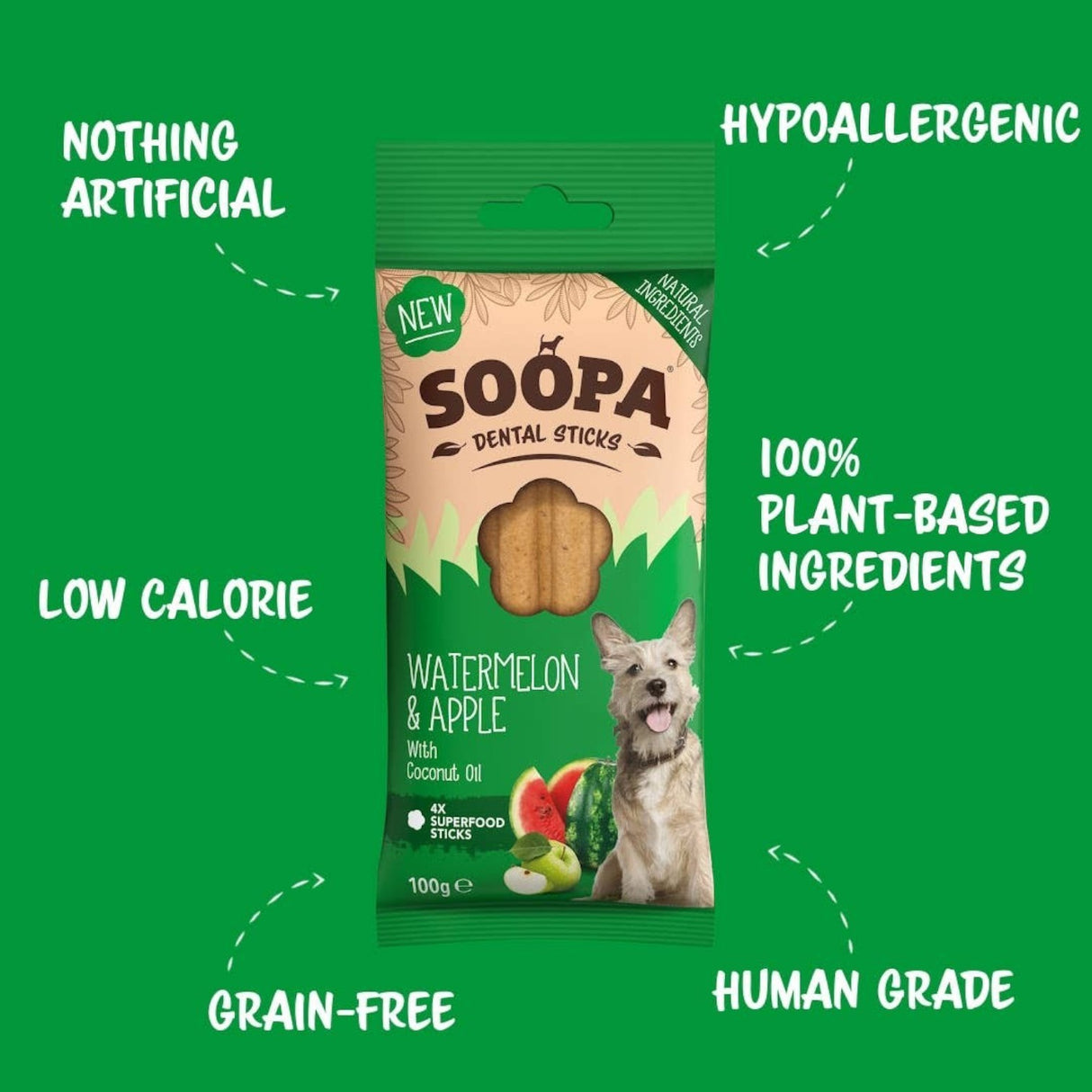 Soopa Watermelon & Apple Dog Dental Sticks