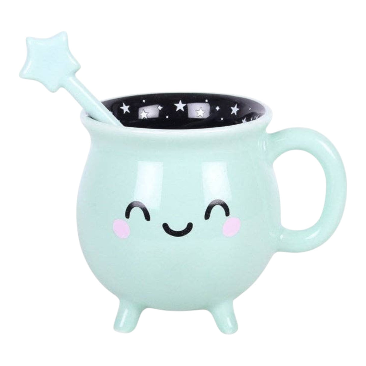 Something Different Mint Green Cauldron Mug with Wand Stirrer