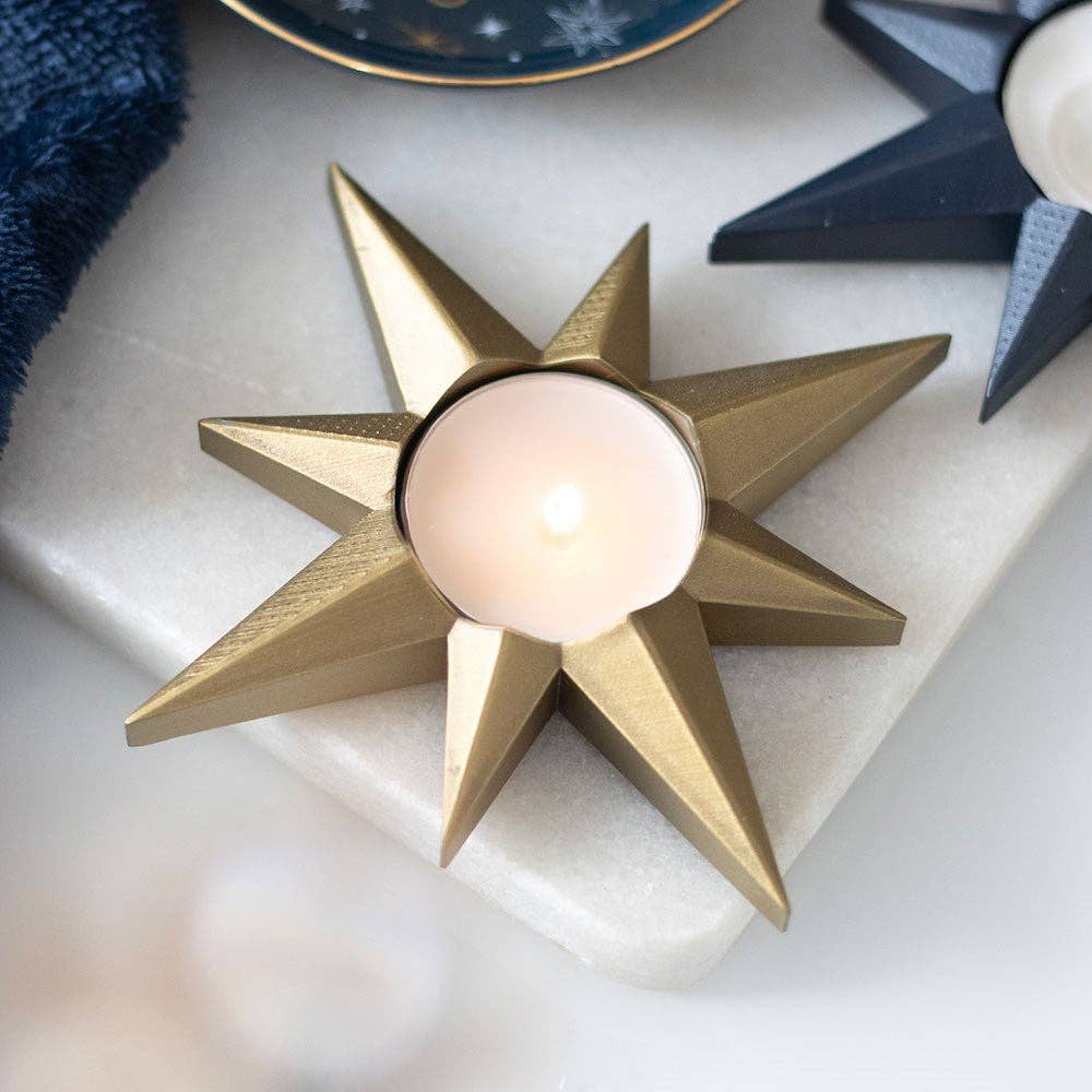 SD Gold Star Tealight Candle Holder