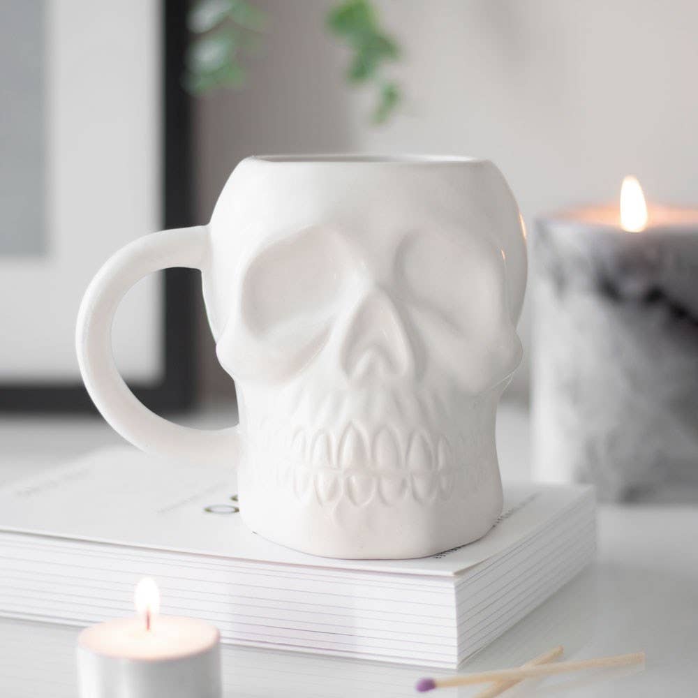 SD White Gothic Skull Mug