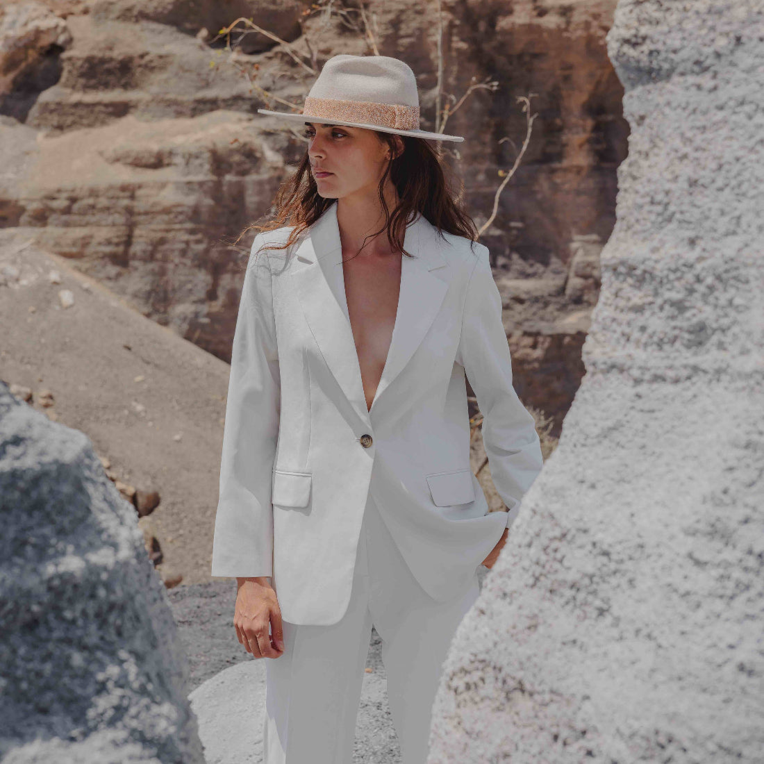 Maradji Jim Felt Hat Grey Geo Trim