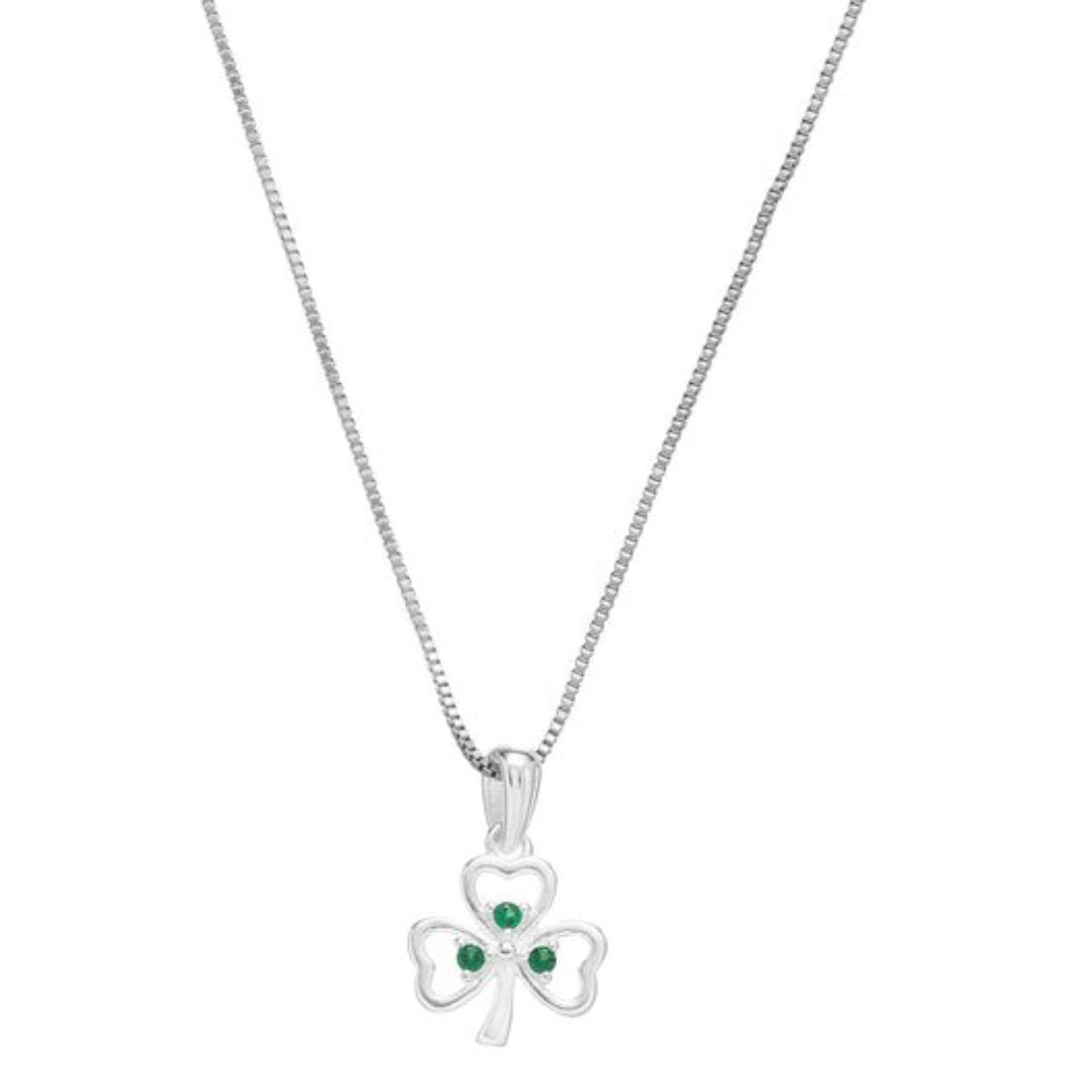 Gra Collection Shamrock & Green Stone Necklace