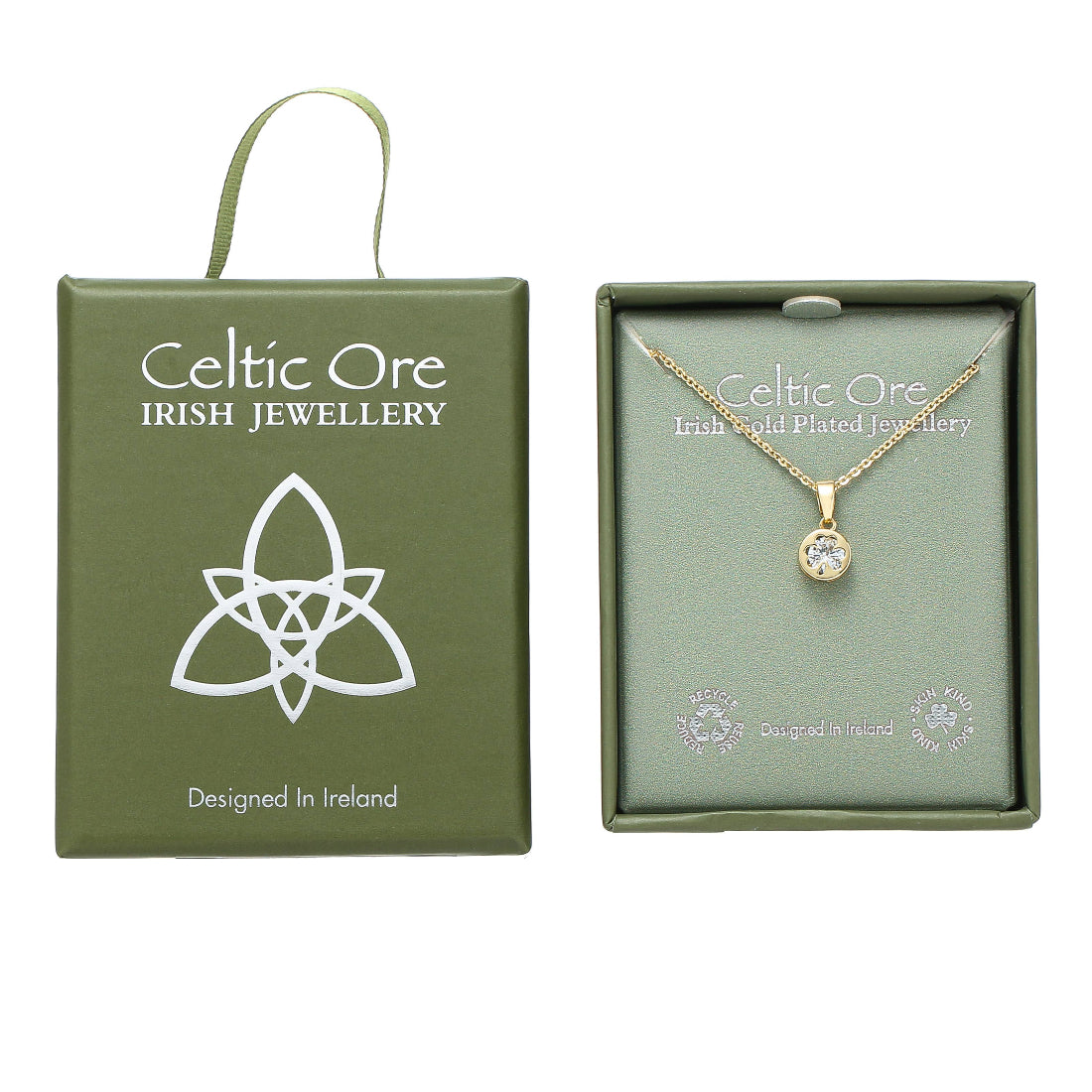 Celtic Ore Shamrock Stud with CZ Pendant