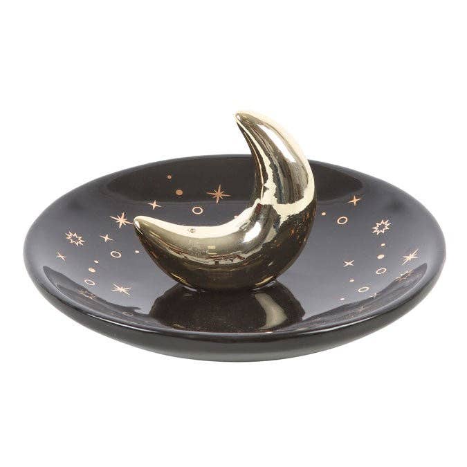Something Different Gold Crescent Moon Ceramic Incense Stick Holder