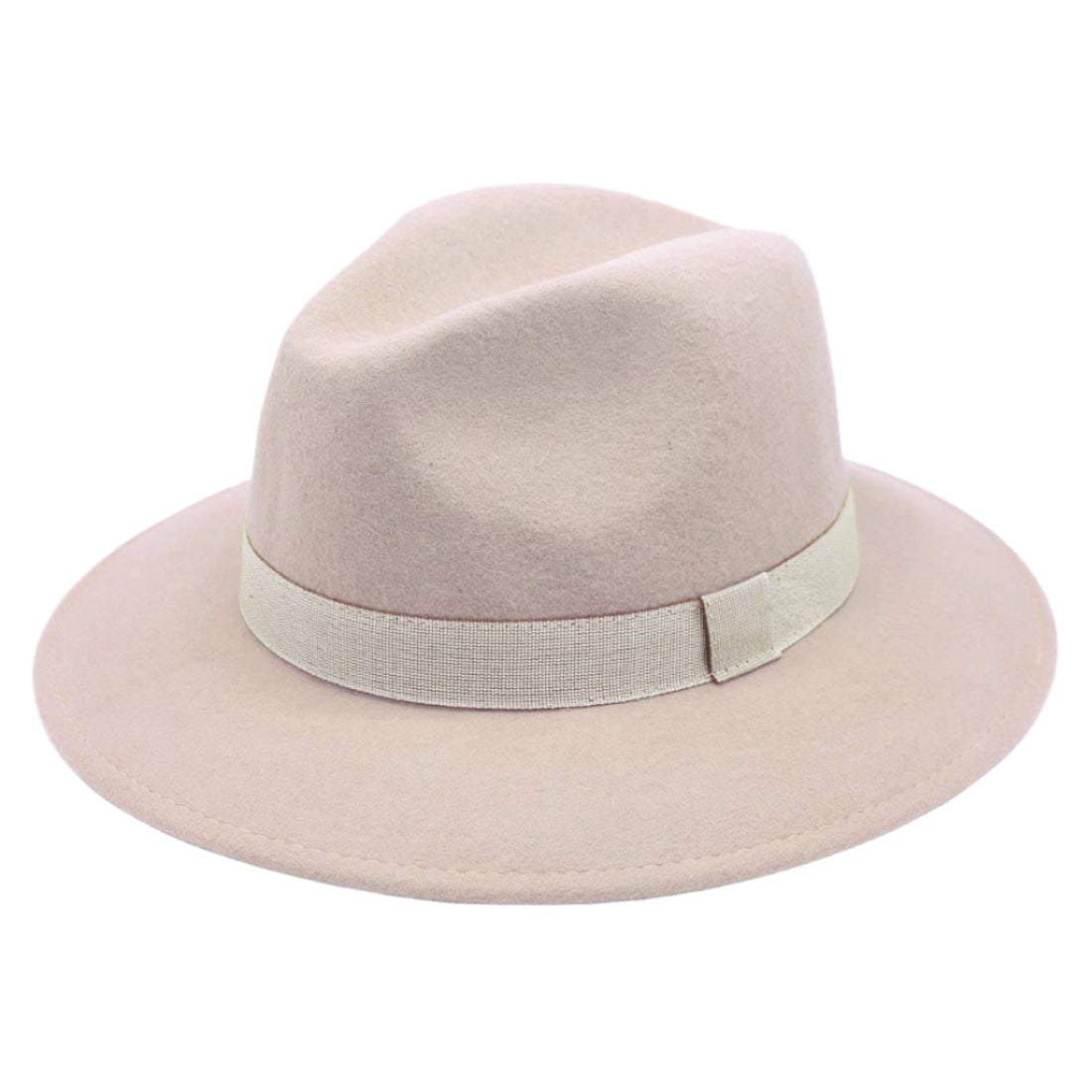 H Paris Classic Fedora Hat with Ribbon Ivory
