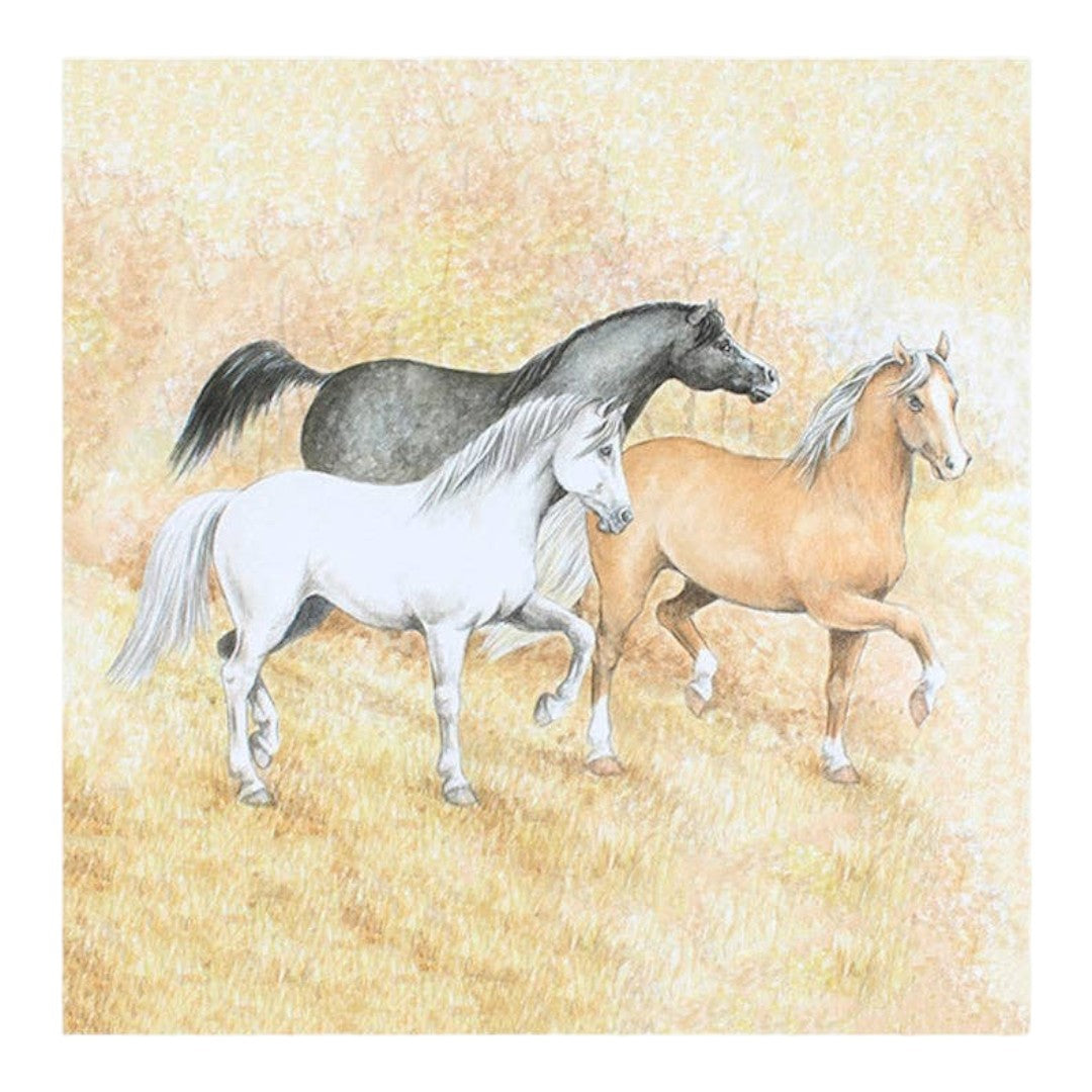 Grays 1922 Three Horses Walking Blank Equestrian Horse Themed Card