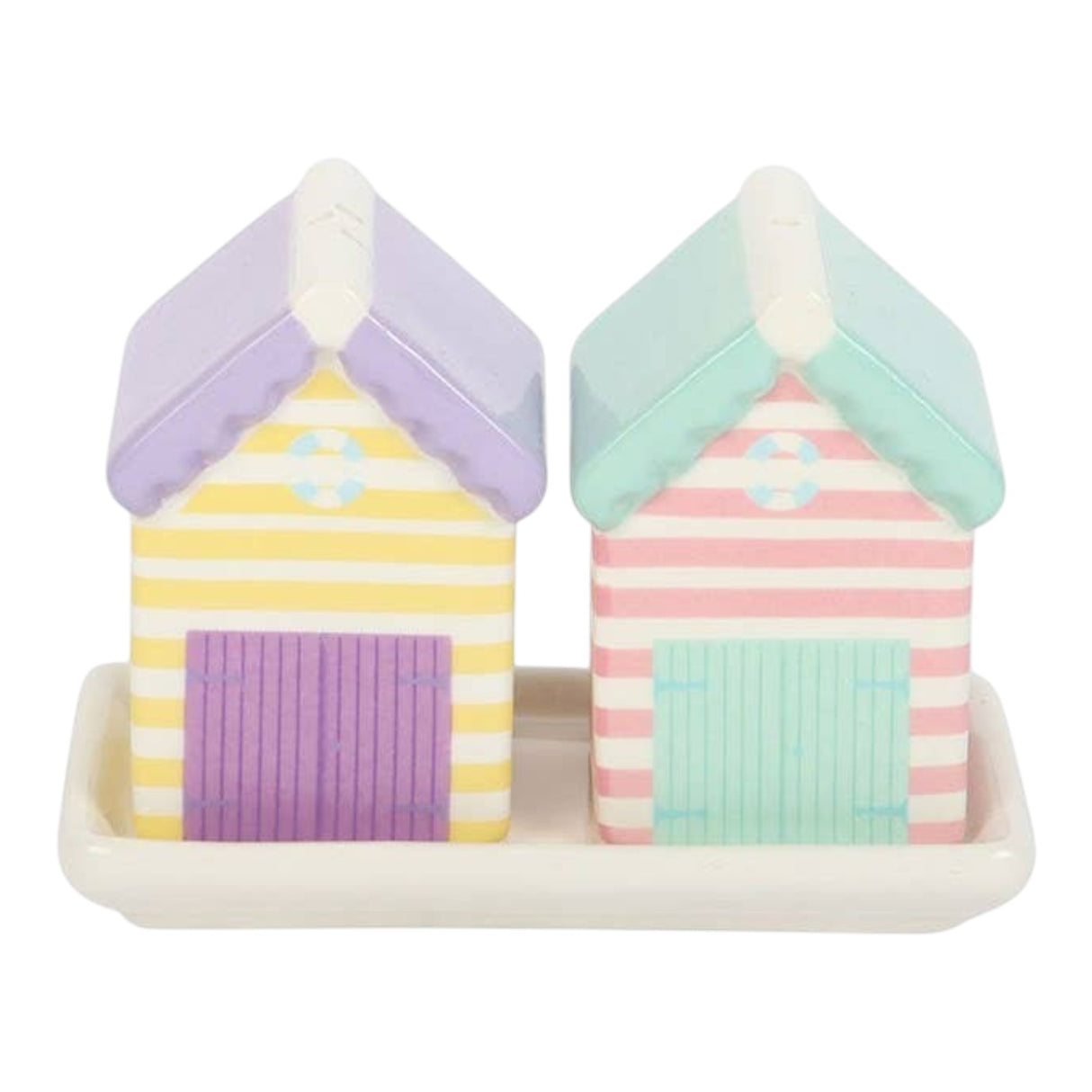 Something Different Pastel Beach Hut Salt and Pepper Shakers