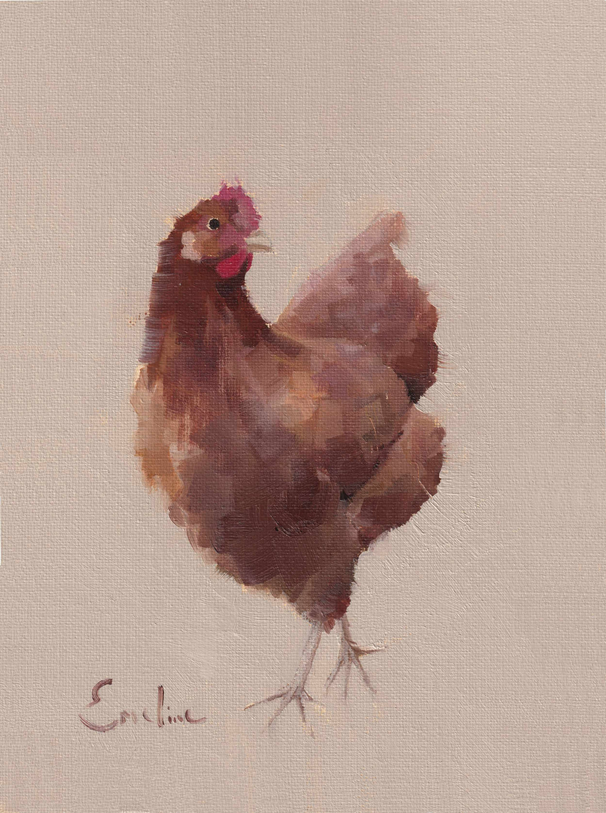 Emeline Watchorn Brown Chicken Greeting Card