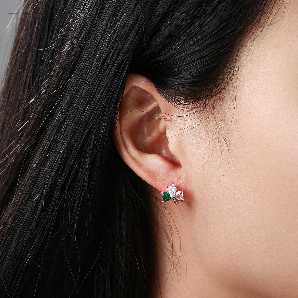 Celtic Ore Tricolour 3 Stone Shamrock Earrings
