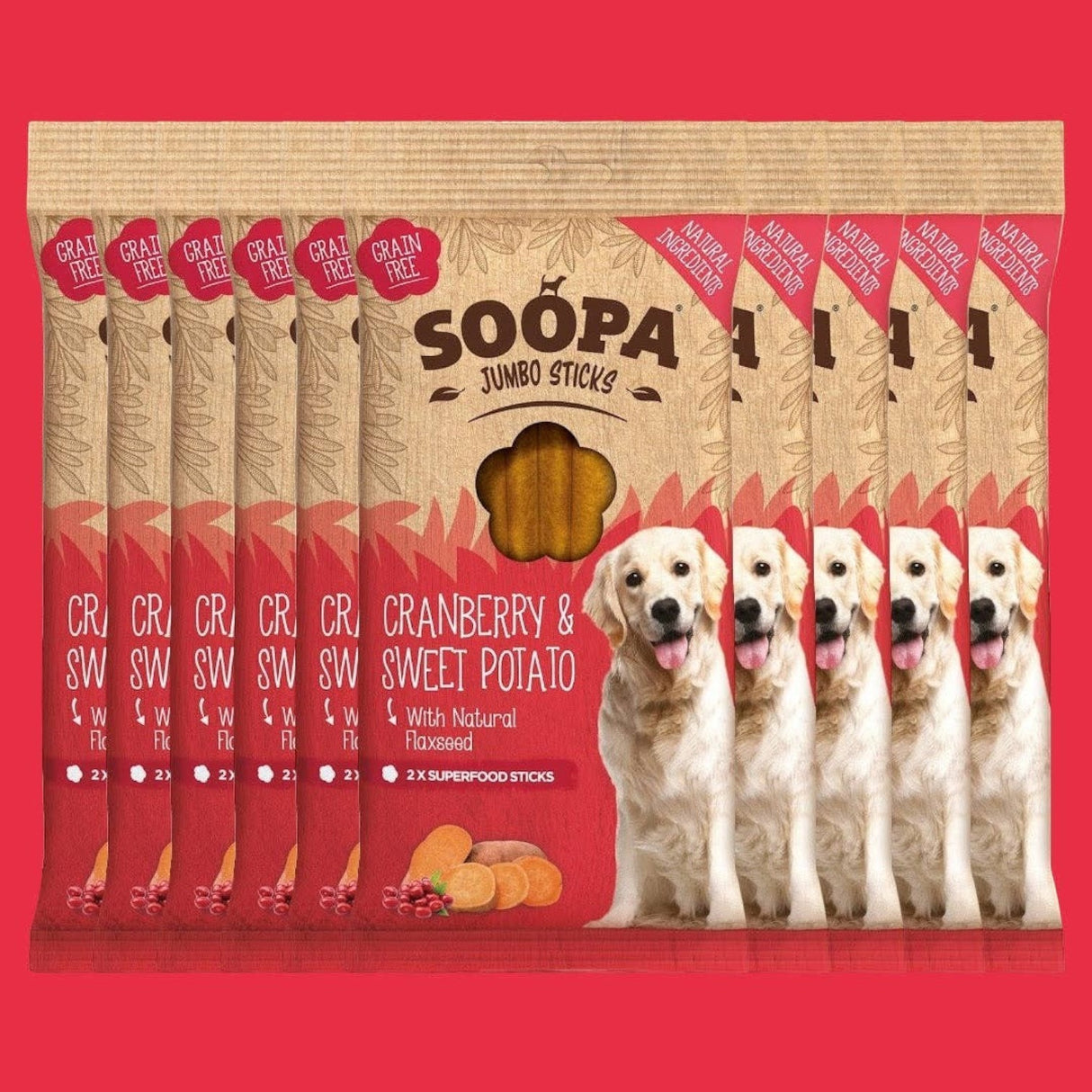 Soopa Cranberry & Sweet Potato Jumbo Dog Dental Sticks