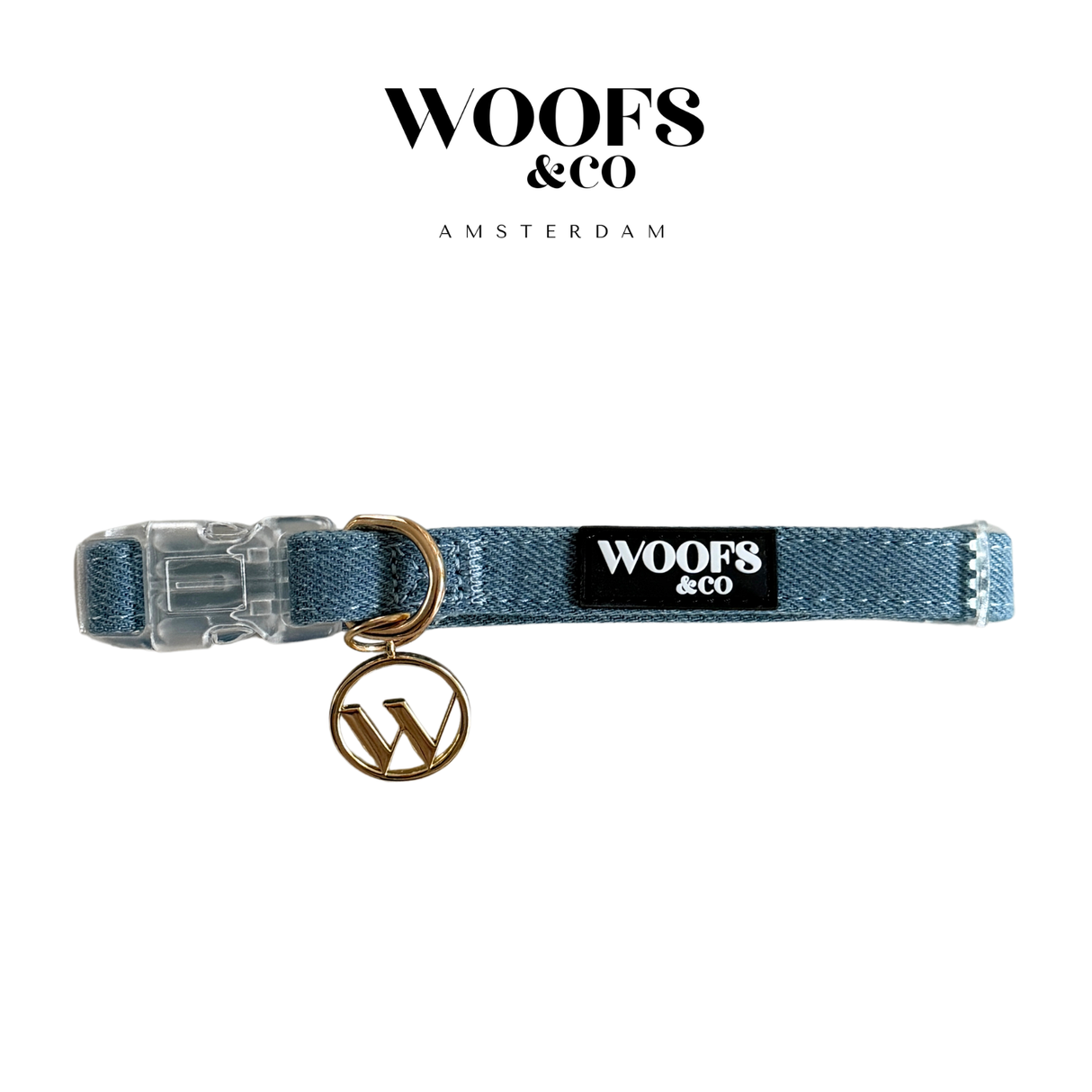 Woofs & Co Collar with Charm - Denim