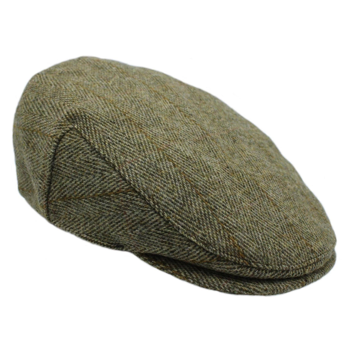 Heather Hats Chilton Derby Tweed Waterproof Flat Cap Sage Green