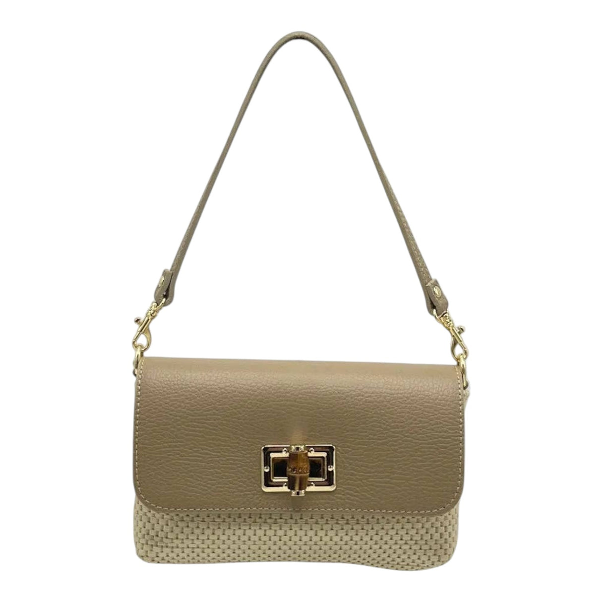 Suie Valentini Leather and Raffia Straw Mini Handbag with Chian