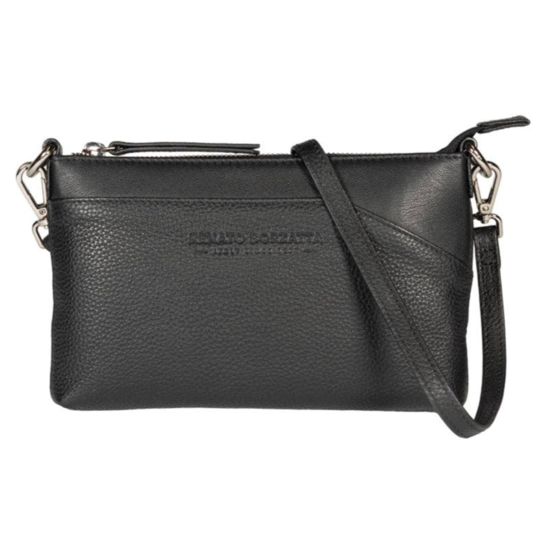 RB Italy Full Grain Leather Crossbody Bag - Black