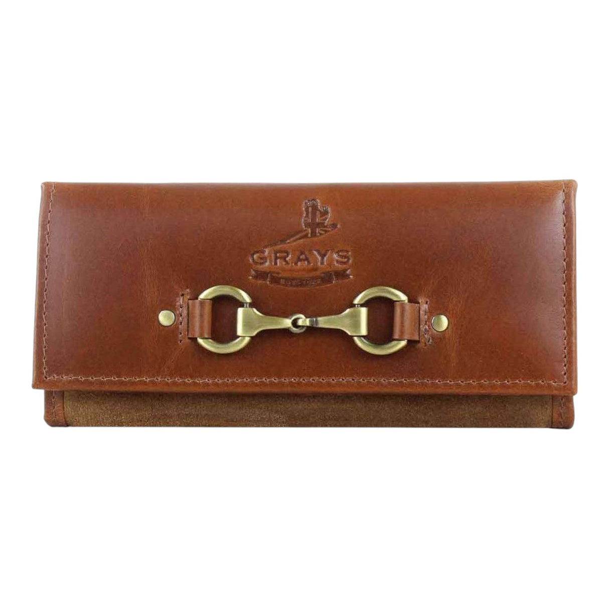 Grays 1922 Lily Snaffle Purse in Dark Tan and Suede