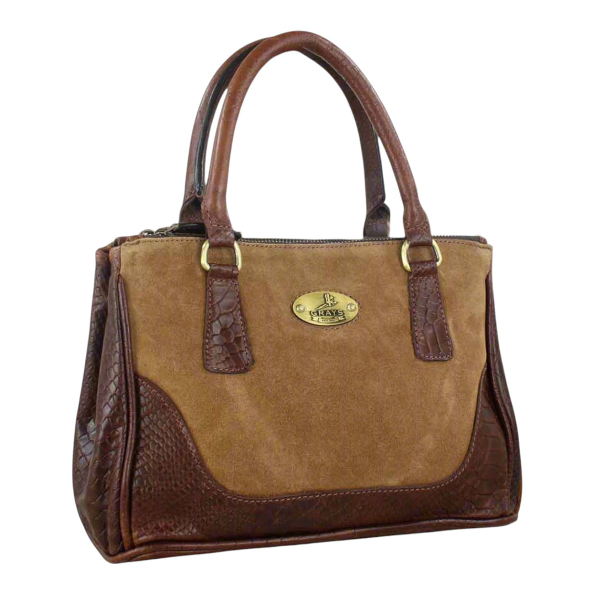 Grays 1922 Jodie Handbag in Croc Leather with Suede