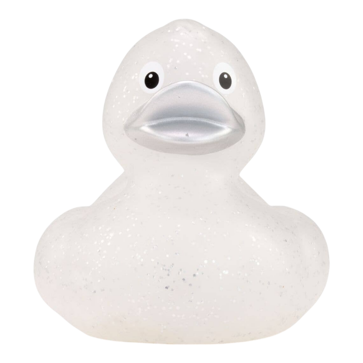 Connemara Country ROEMER WELLNESS Silke silver glitter bath duck with a transparent body and silver beak.