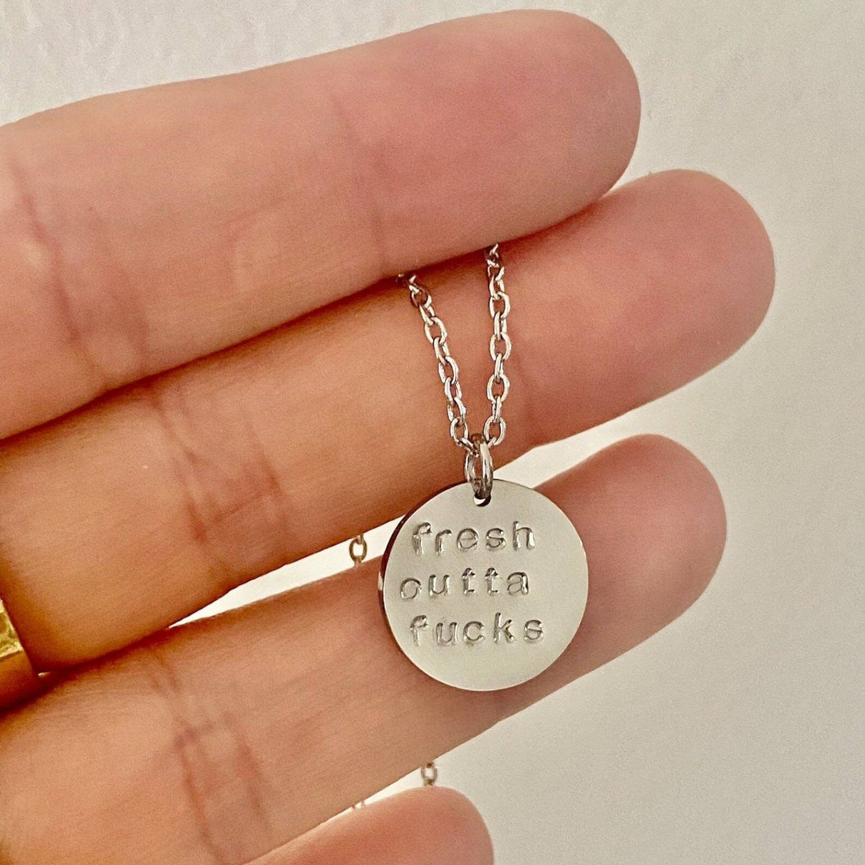 Rudies and Co Fresh Outta F**ks Disc Necklace