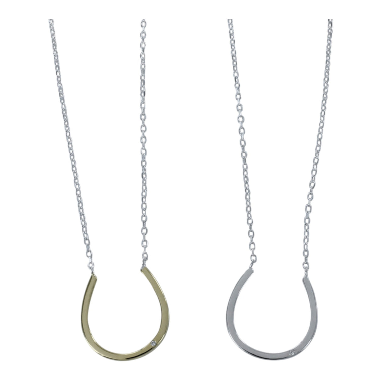 Reeves & Reeves Fine Horseshoe Necklace With Cz Detail Gold