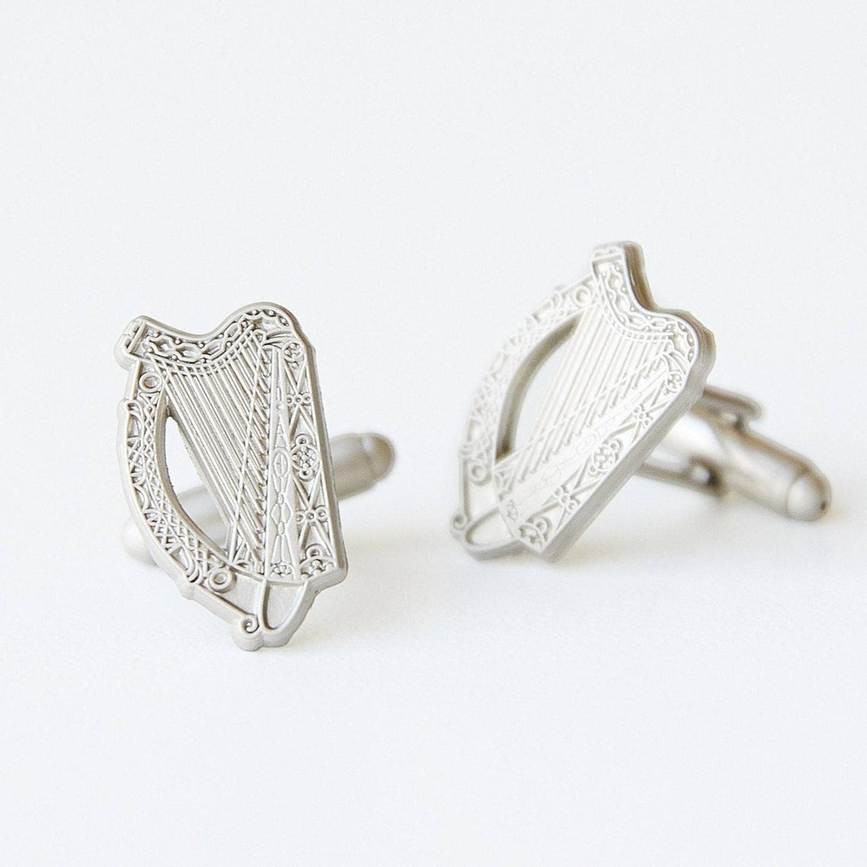 CastleKnock Designs Irish Harp Silver Plated Cufflinks Tie Clip and Suit Pin