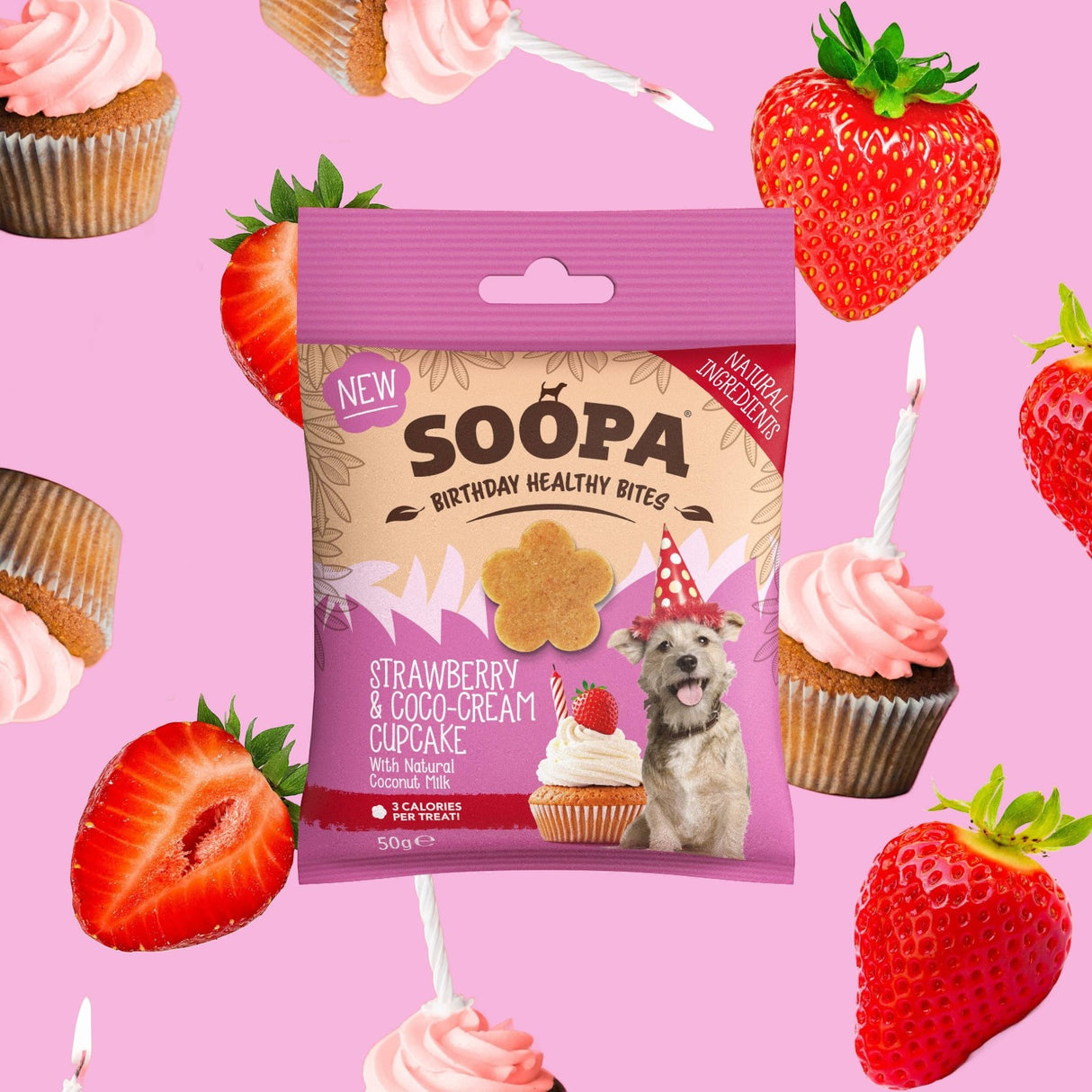 Soopa Strawberry & Coco-Cream Cupcake Dog Treats