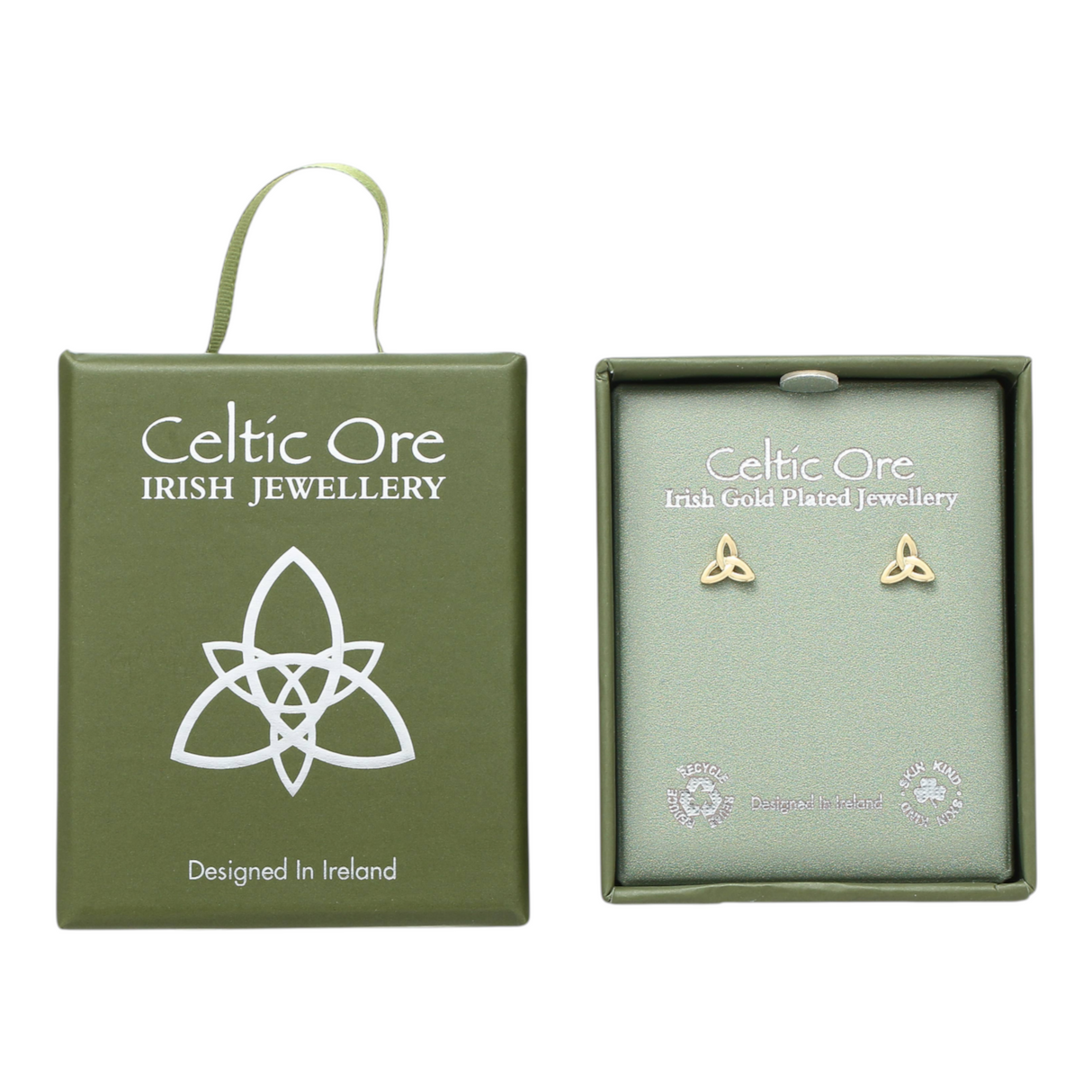 Celtic Ore Plain Trinity Earrings Gold Plate