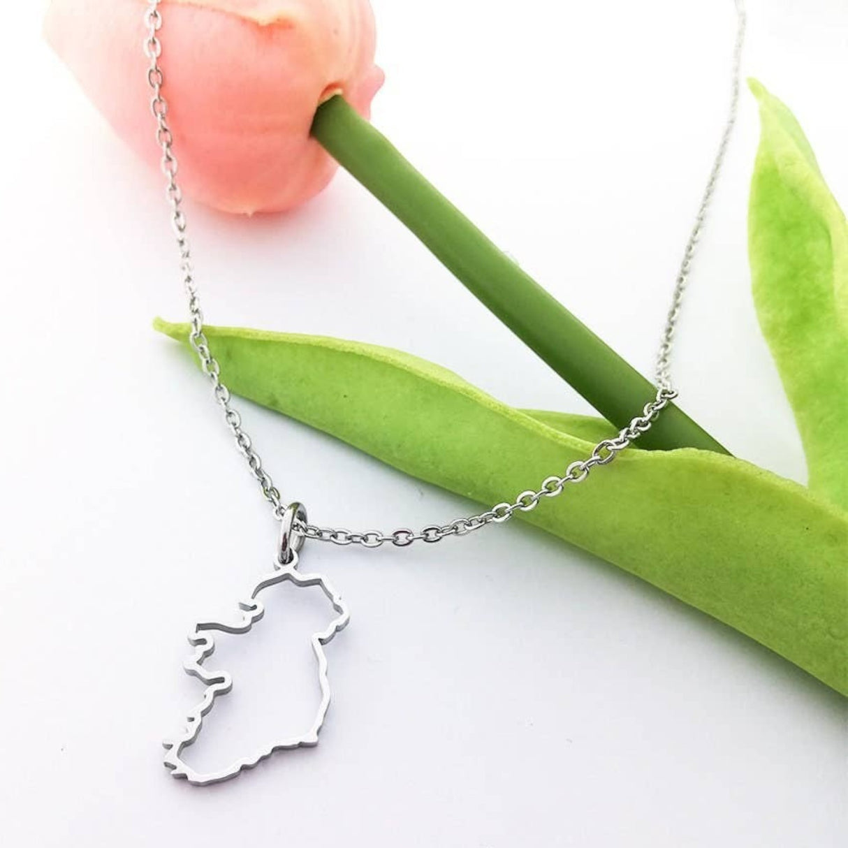 CastleKnock Designs Ireland Map Silver Transparent Necklace