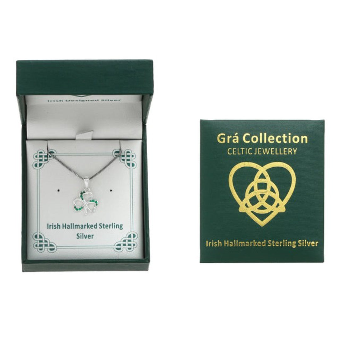 Gra Collection Shamrock with Stones Necklace
