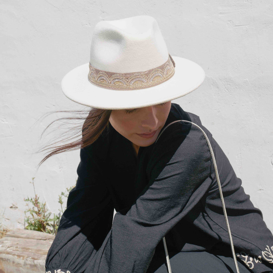 Maradji Jim Felt Hat Velvet Sequin Trim