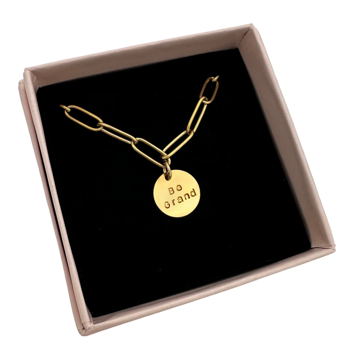 Rudies and Co Be Grand Irish Engraved Paperclip Disc Bracelet