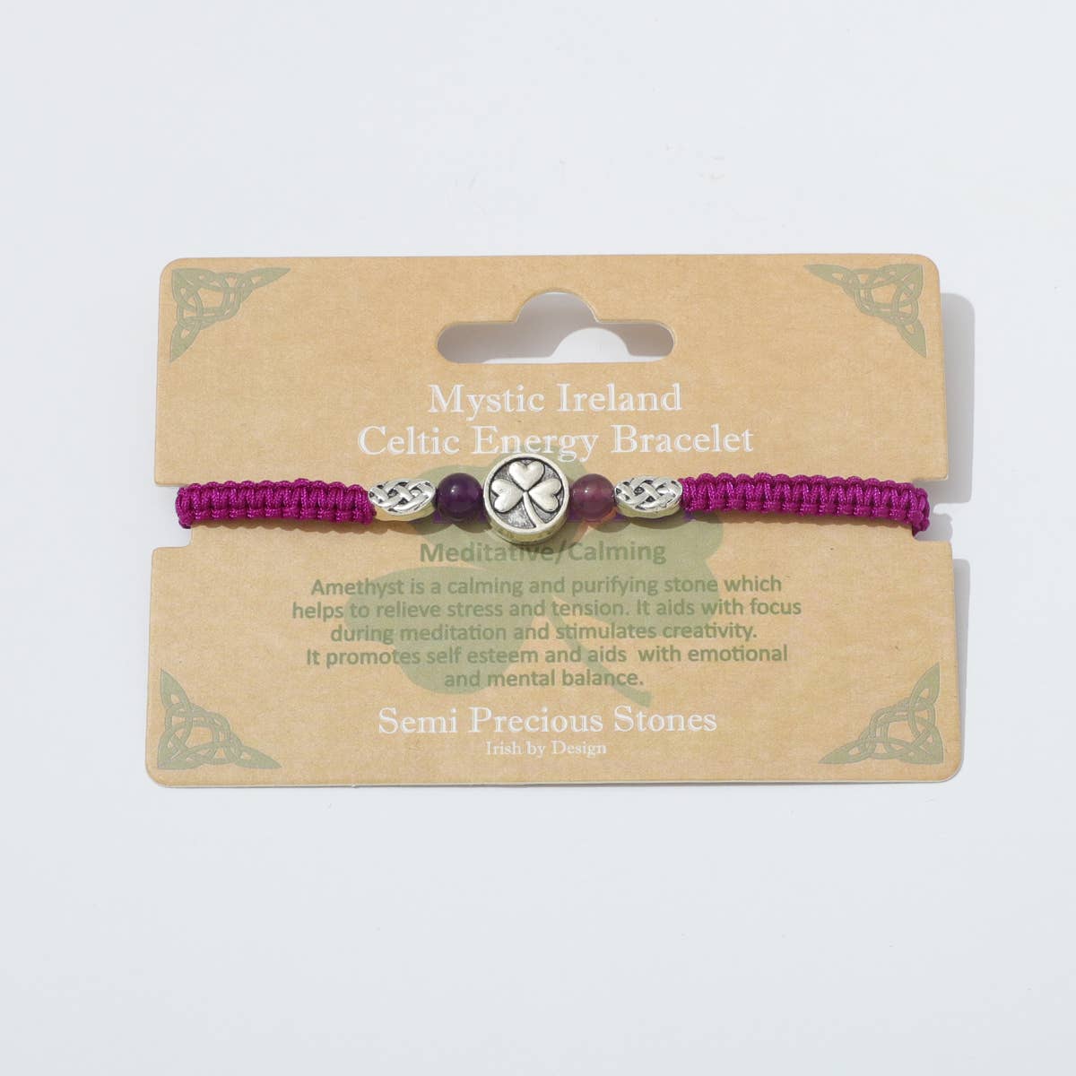 Celtic Ore Shamrock Amethyst Bracelet