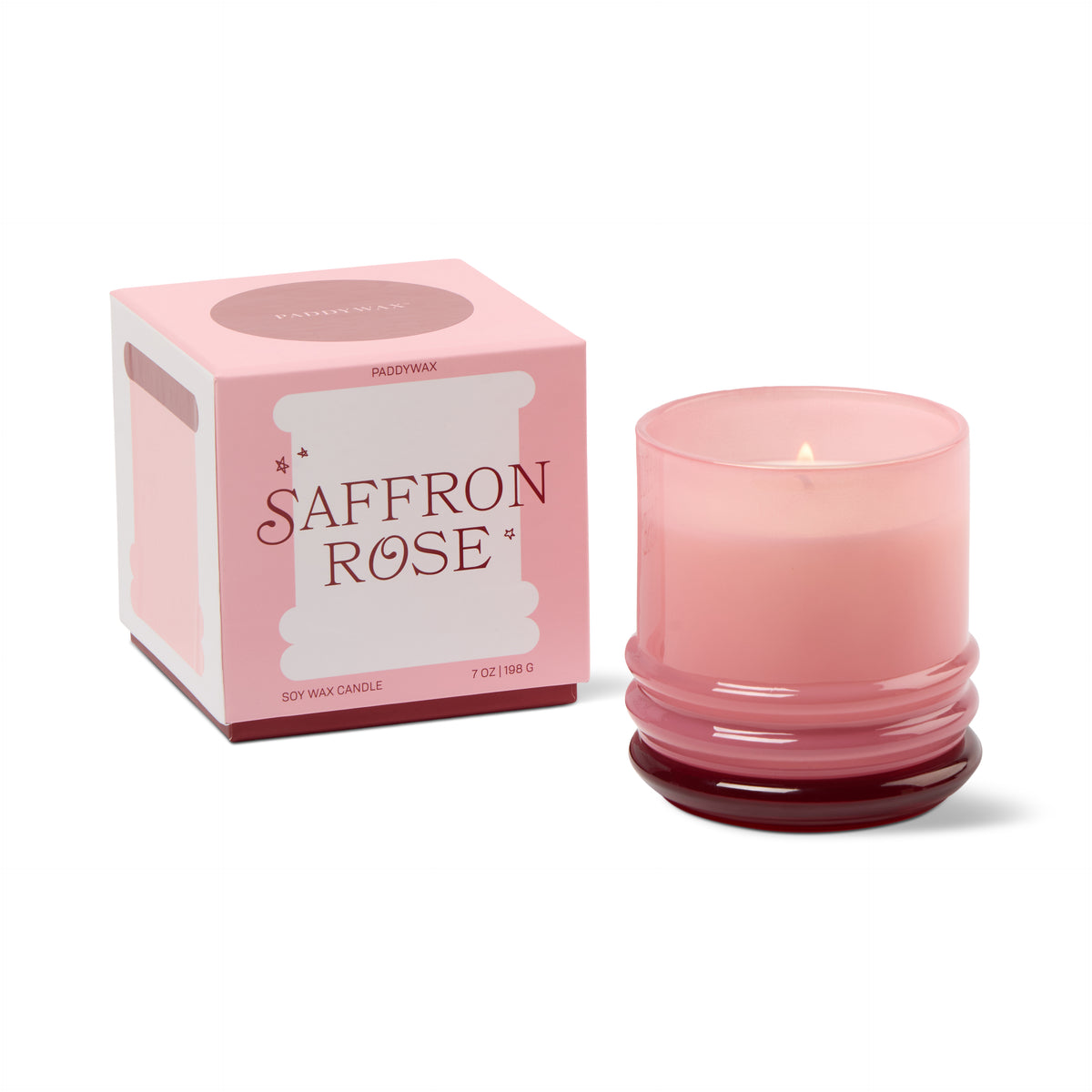 Paddywax Stacked Glass Candle Pink and Red - Saffron Rose