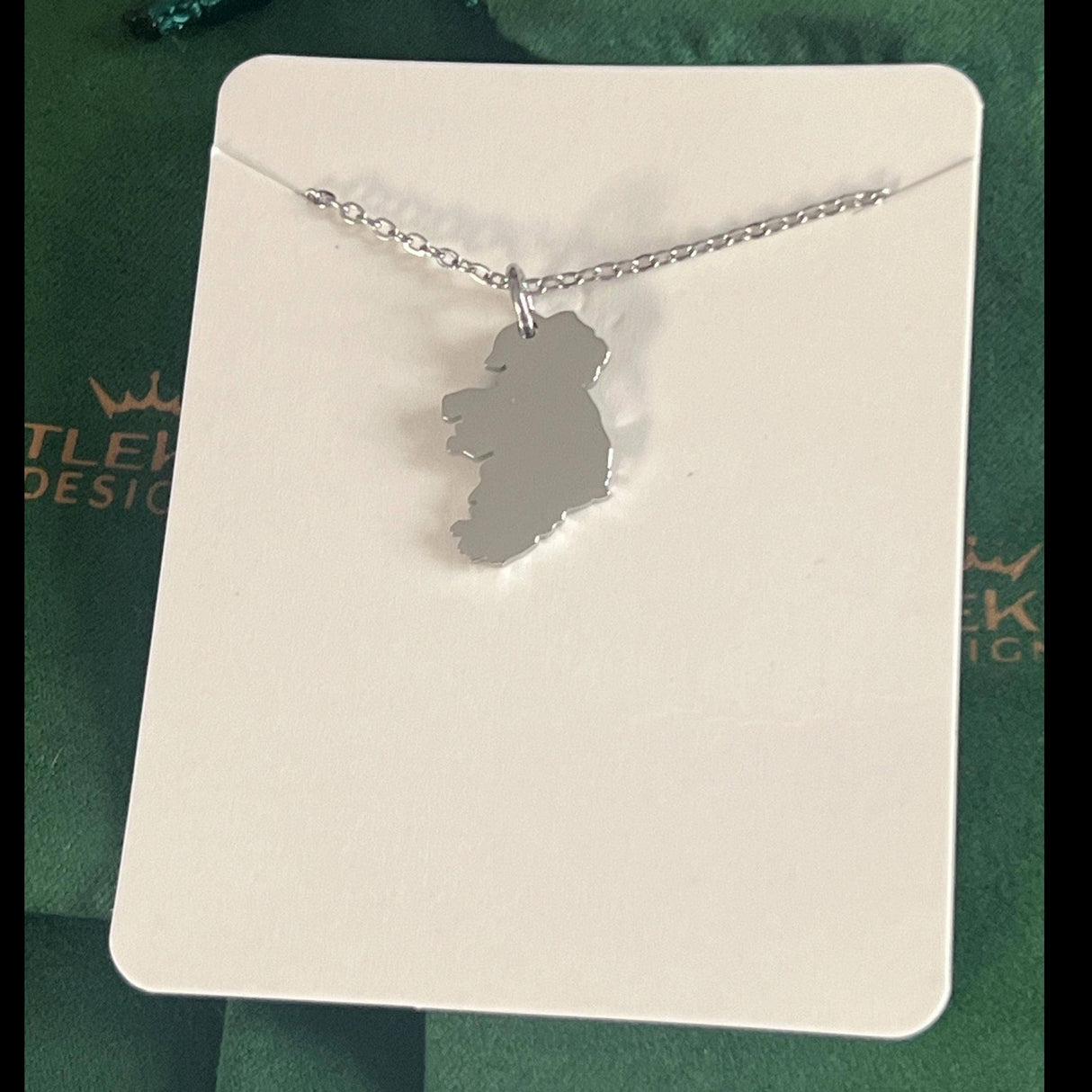 CastleKnock Designs Map of Ireland Silver Necklace