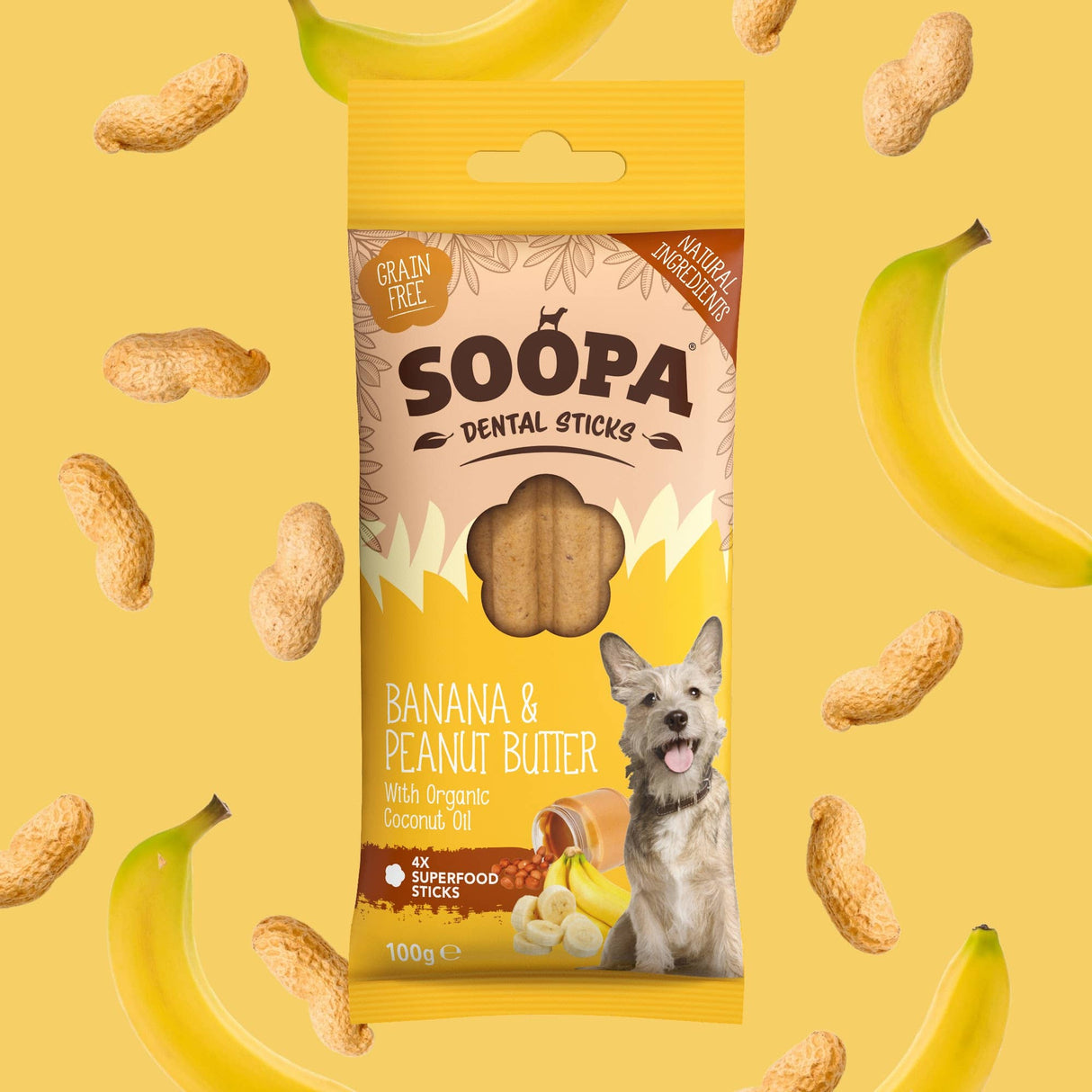 Banana & Peanut Butter Dog Dental Sticks