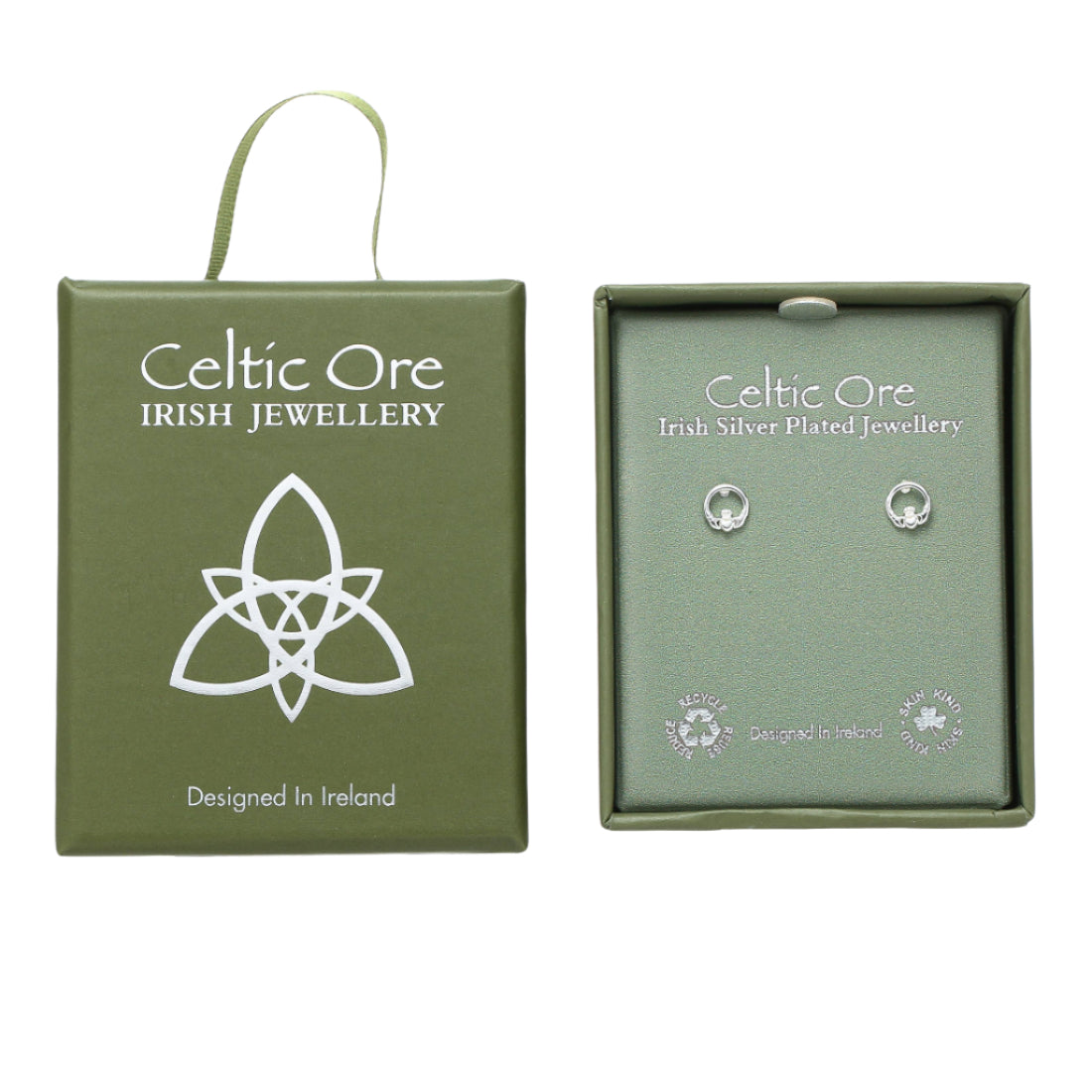 Celtic Ore Plain Claddagh Earrings