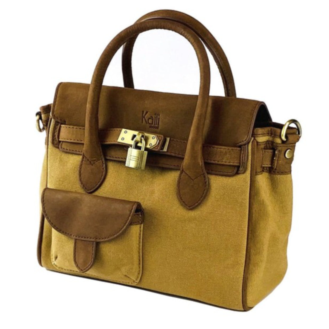 RB Italy Mini Handbag in Canvas/Leather - Hazelnut