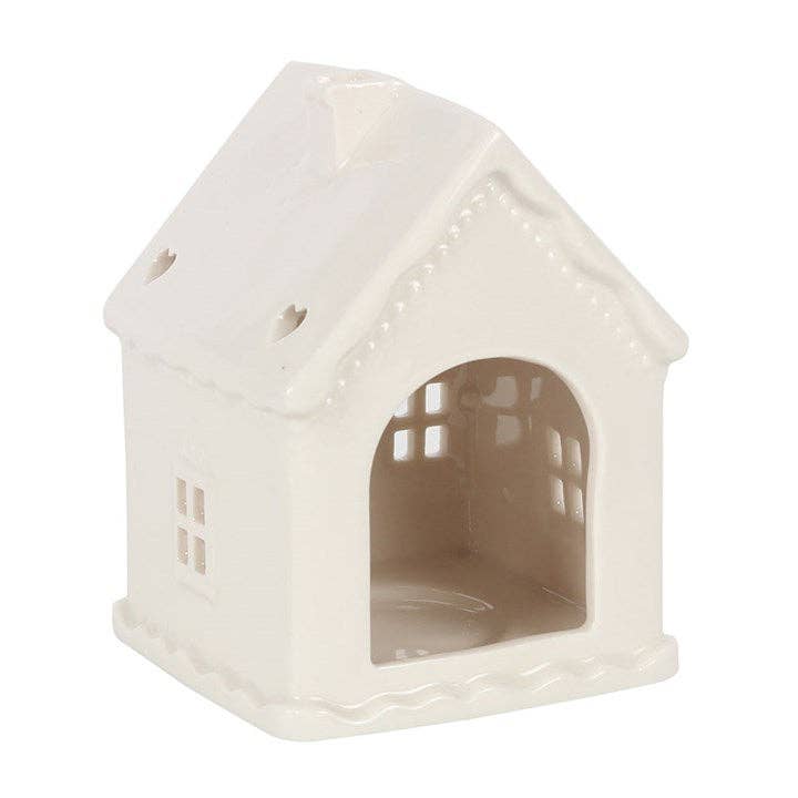 Something Different White Gingerbread House Tealight Holder