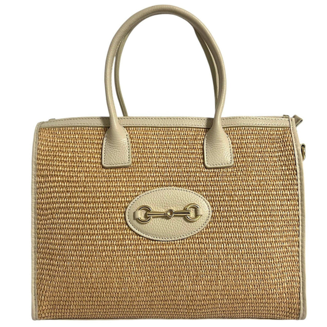 Modarno Leather and Raffia Shopper