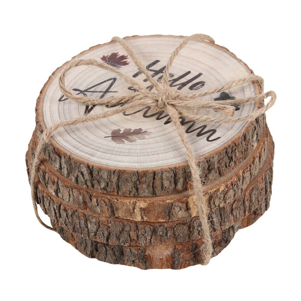 SD Hello Autumn Wood Slice Coaster Set