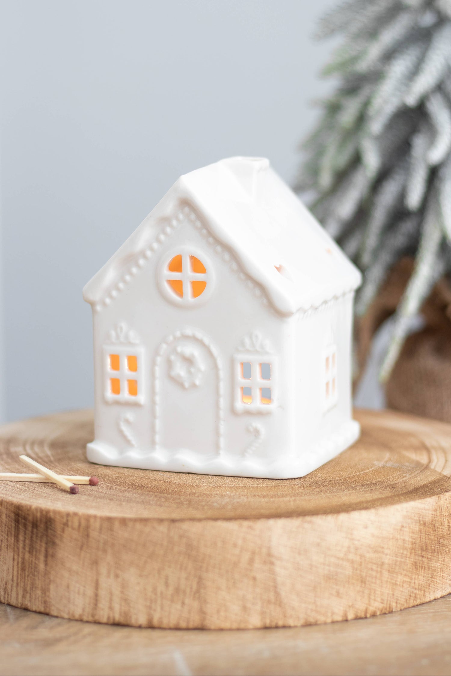 Something Different White Gingerbread House Tealight Holder