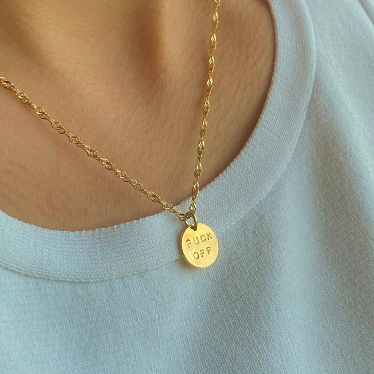 Rudies and Co Engraved Mini Disc Necklace