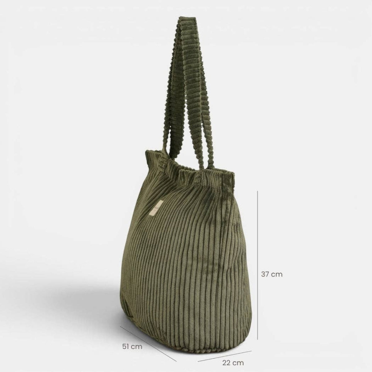 Connemara Country large moss green corduroy shopper bag with shoulder straps and top zipper closure