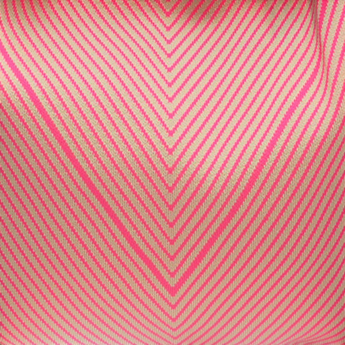 Connemara Country LOT83 Lois shopper bag featuring a vibrant pink and beige chevron knitted pattern