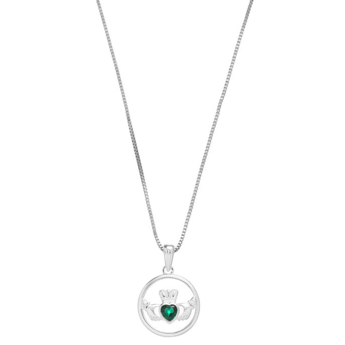 Gra Collection Round Claddagh With Stone Necklace