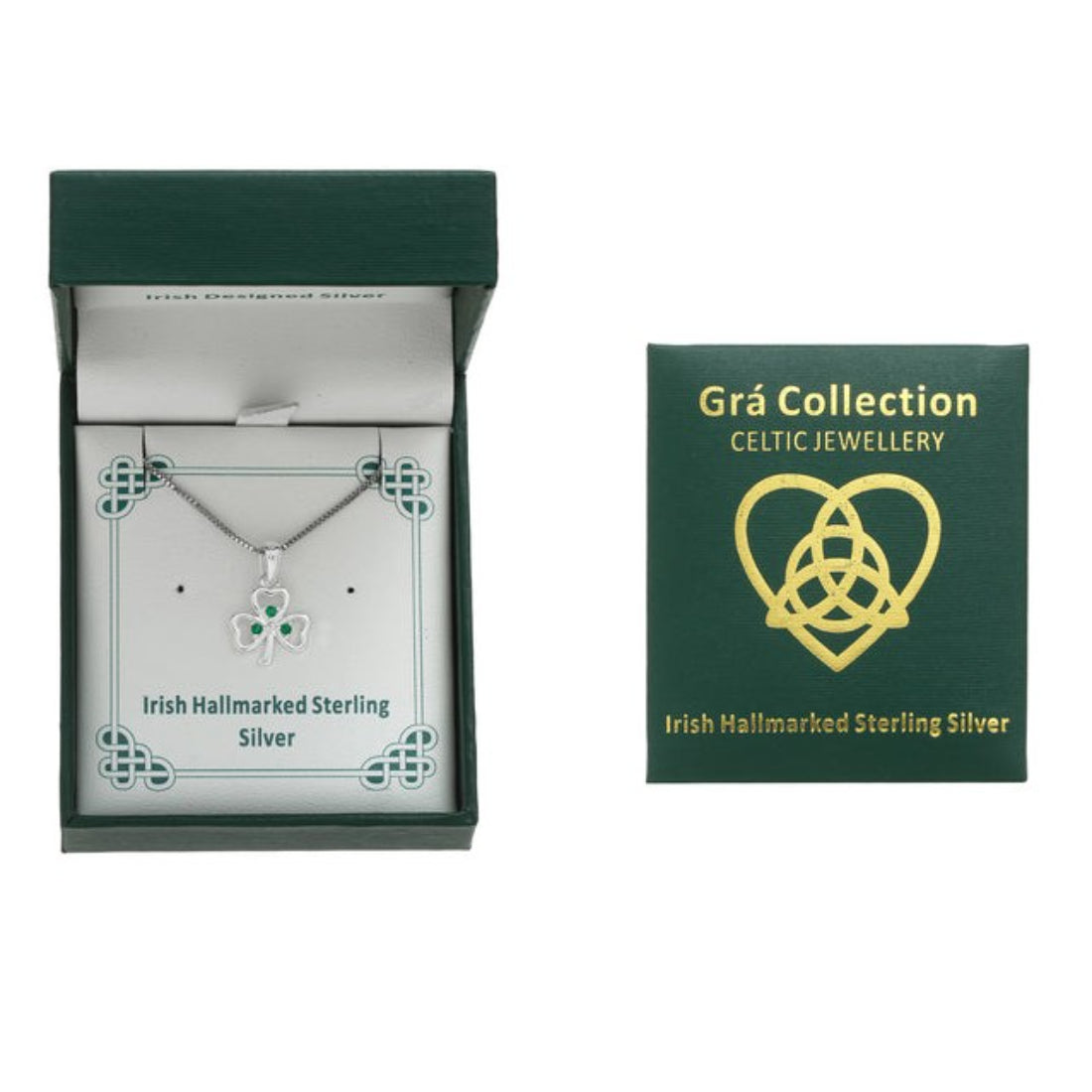 Gra Collection Shamrock & Green Stone Necklace