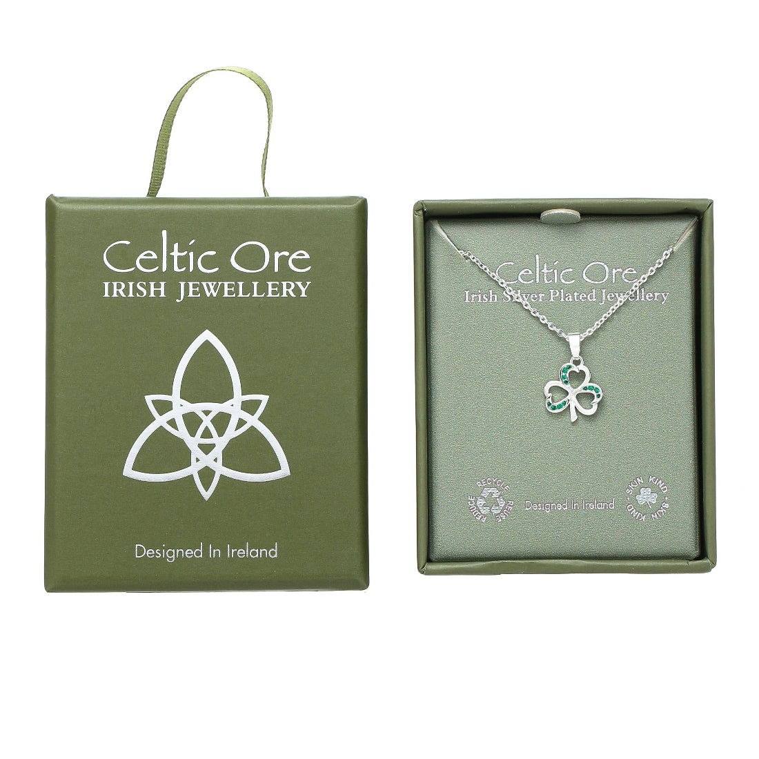 Celtic Ore Shamrock with CZ S Line Pendant
