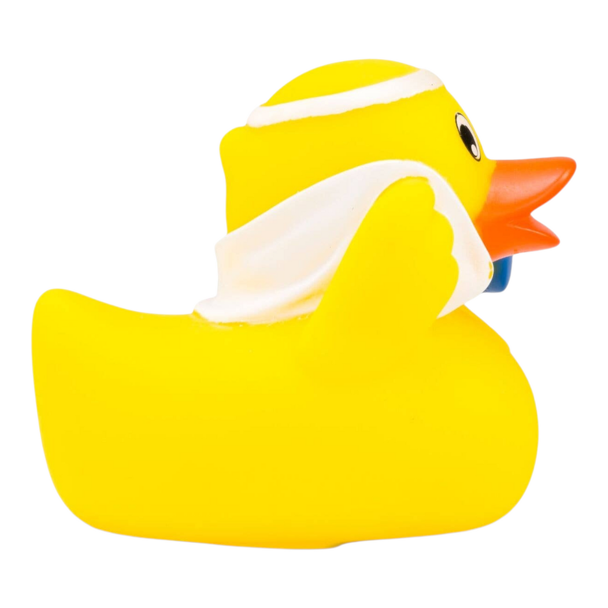 Connemara Country Herbert Hantel rubber duck wearing a white headband and towel with a blue dumbbell