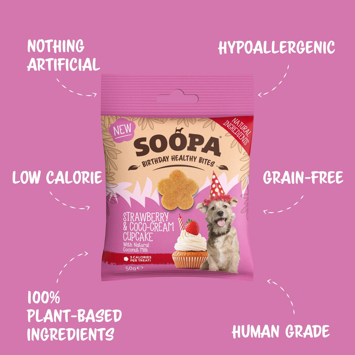 Soopa Strawberry & Coco-Cream Cupcake Dog Treats