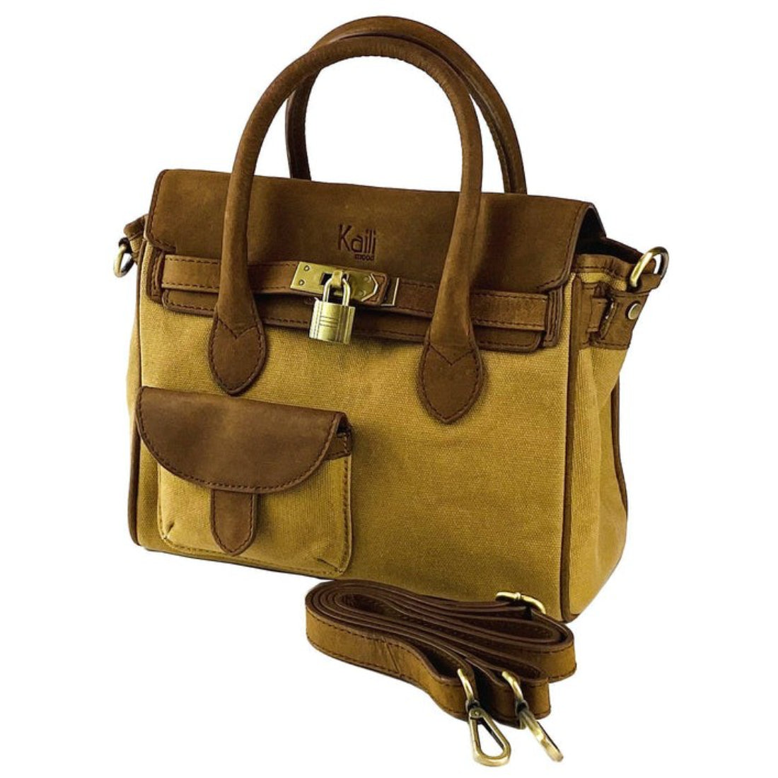 RB Italy Mini Handbag in Canvas/Leather - Hazelnut